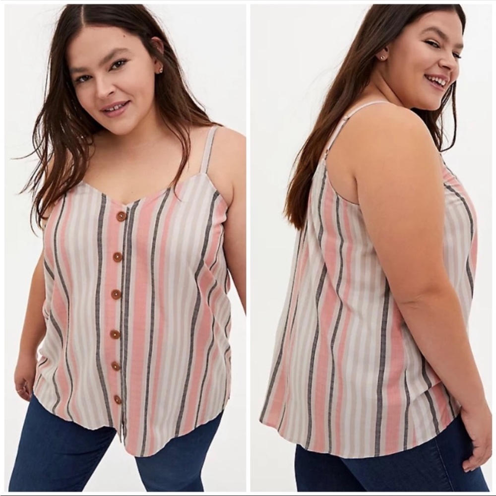 Women’s Plus Size 5x Torrid Striped Button-down Cami Tank NWT